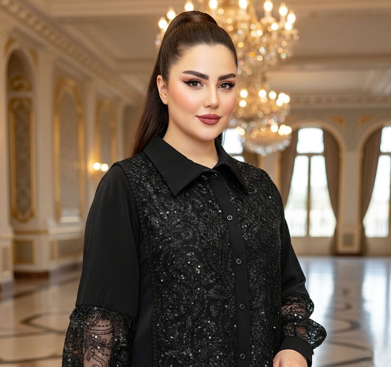 شومیز گیپور و پولکدوزی نرگس
