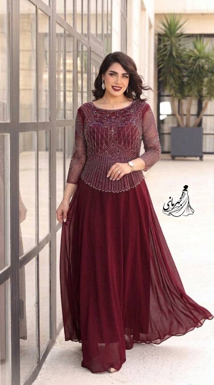 پیراهن مجلسی حریر نگین دوزی لعیا