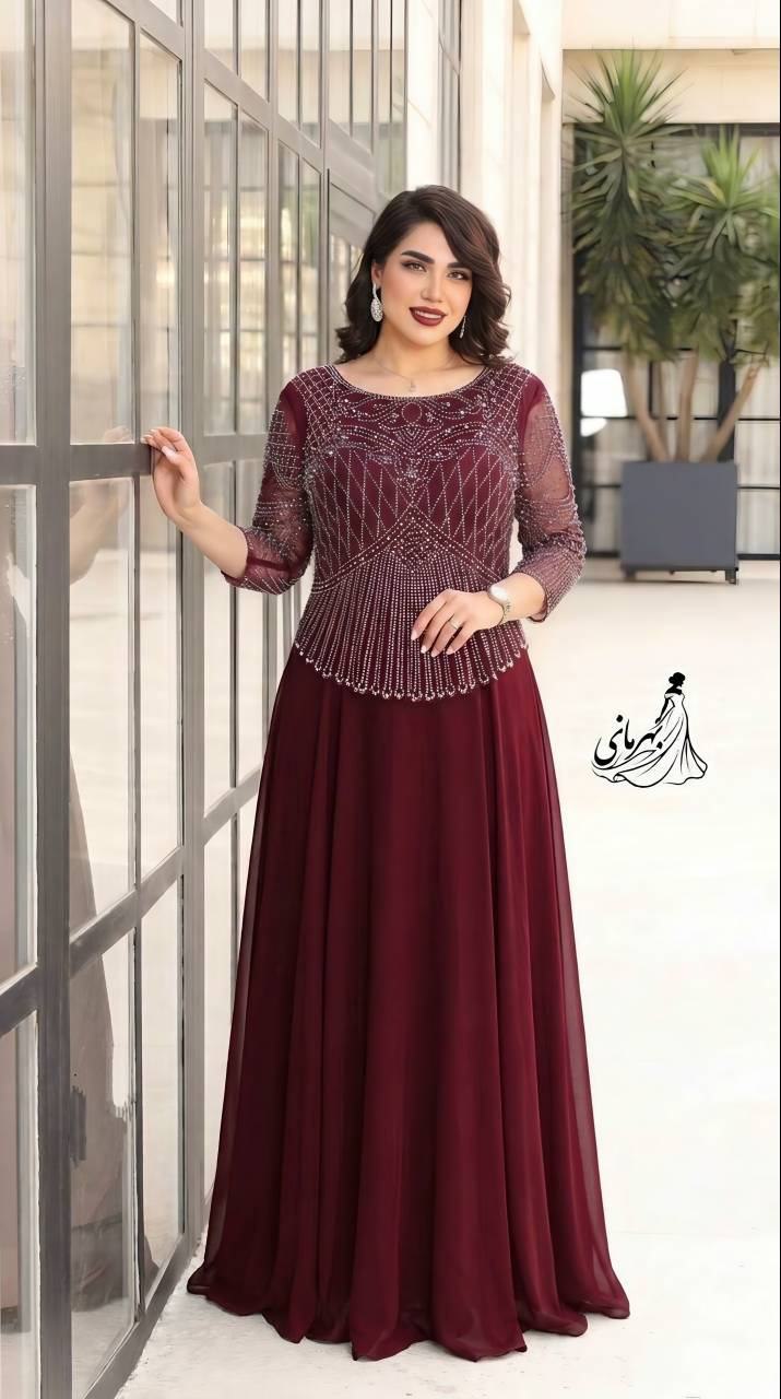 پیراهن مجلسی حریر نگین دوزی لعیا