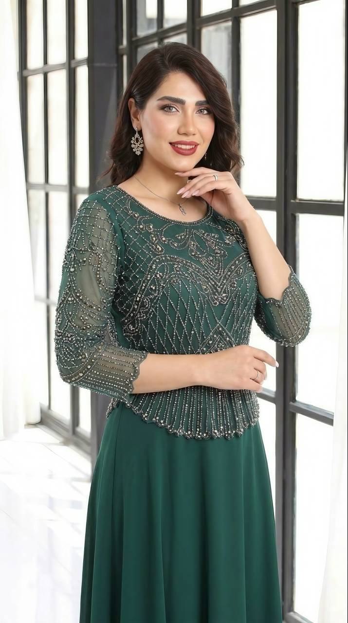 پیراهن مجلسی حریر نگین دوزی لعیا