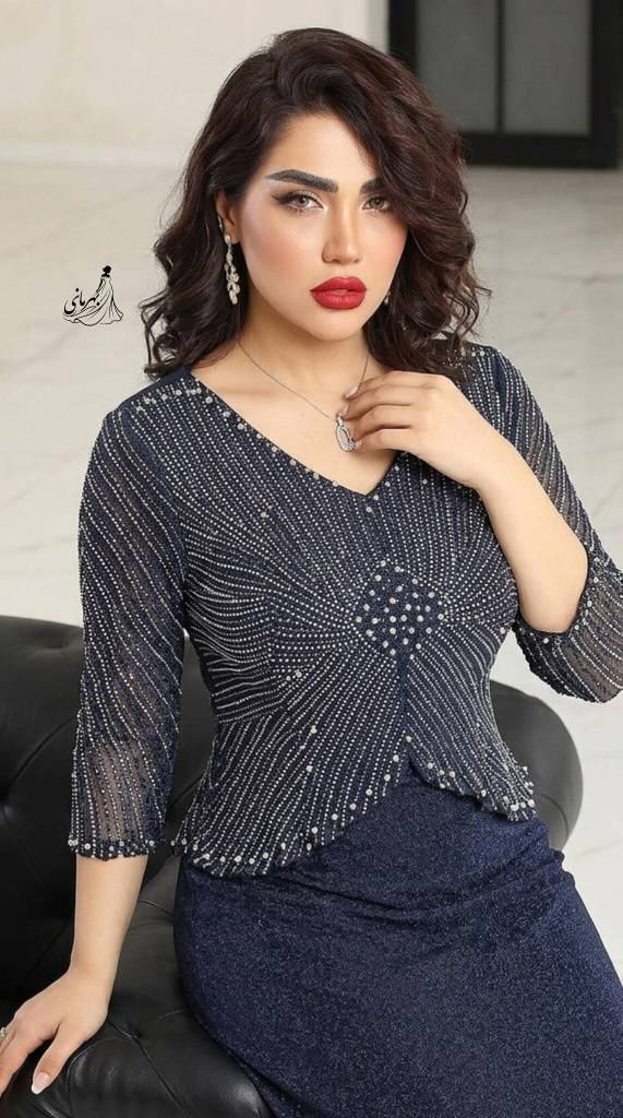 پیراهن مجلسی لمه و مروارید دوزی روناک