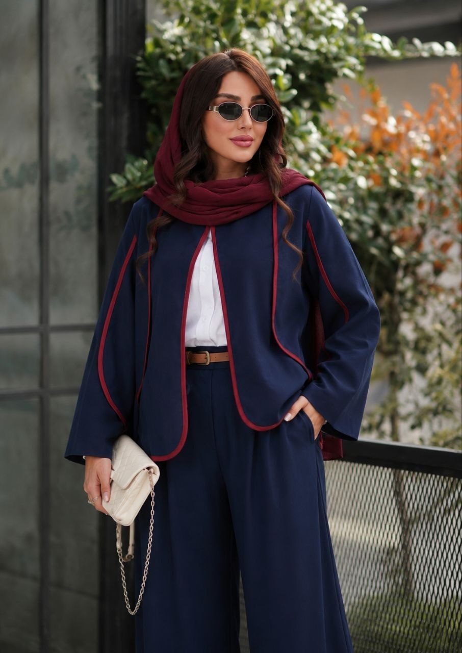 ست کت شلوار نواردوزی لینن میلین
