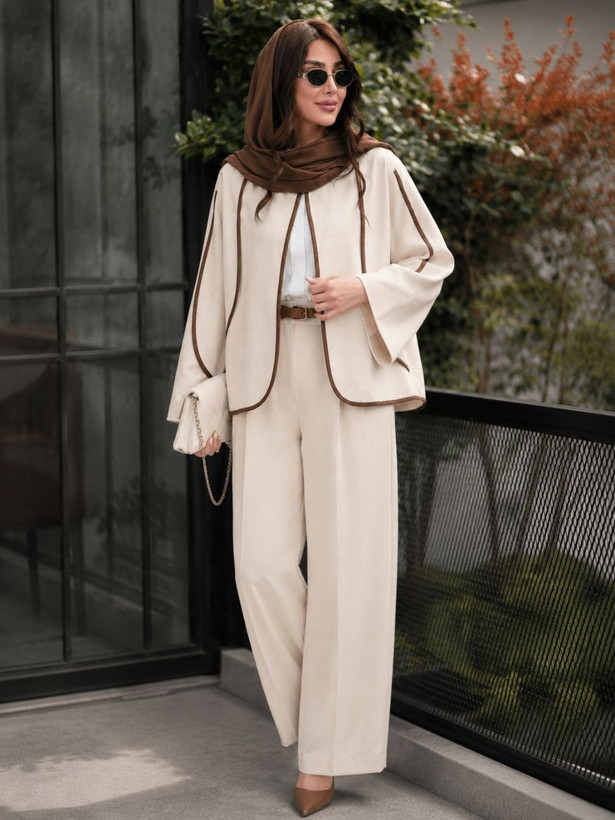 ست کت شلوار نواردوزی لینن میلین