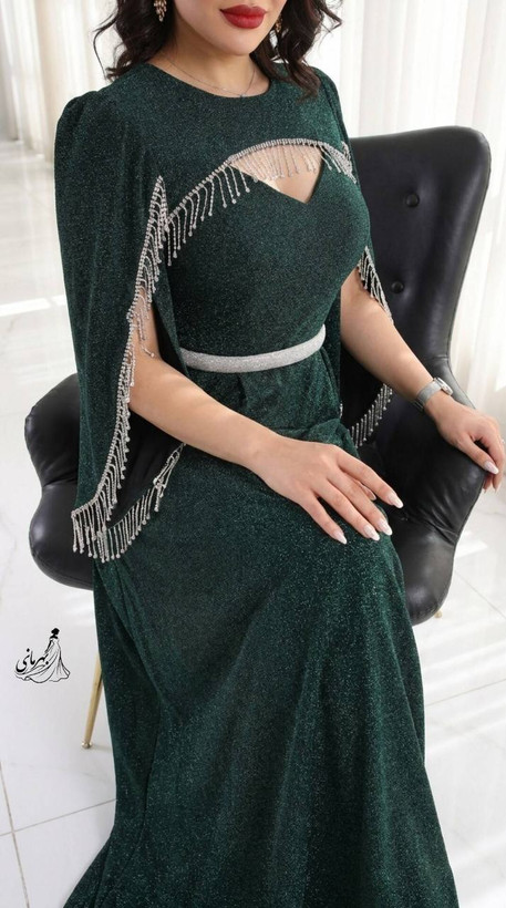 پیراهن بلند مجلسی لمه زنجیر دار روشنا