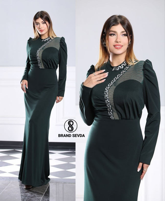 پیراهن مجلسی قواصی و سنگ دوزی مهسان