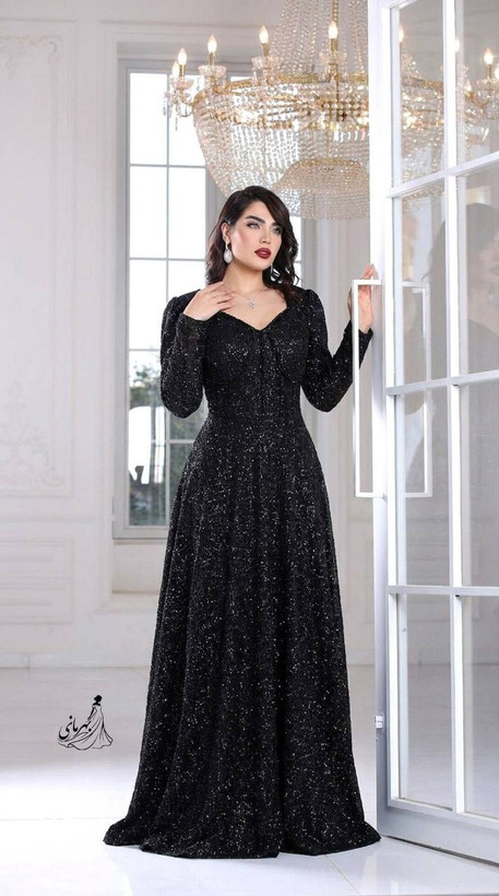 پیراهن مجلسی دانتل چمنی کاپدار سنگدوزی سارا