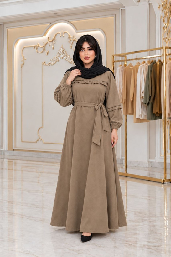 مانتو پیراهنی پاییزه بلند مخمل کبریتی ریز