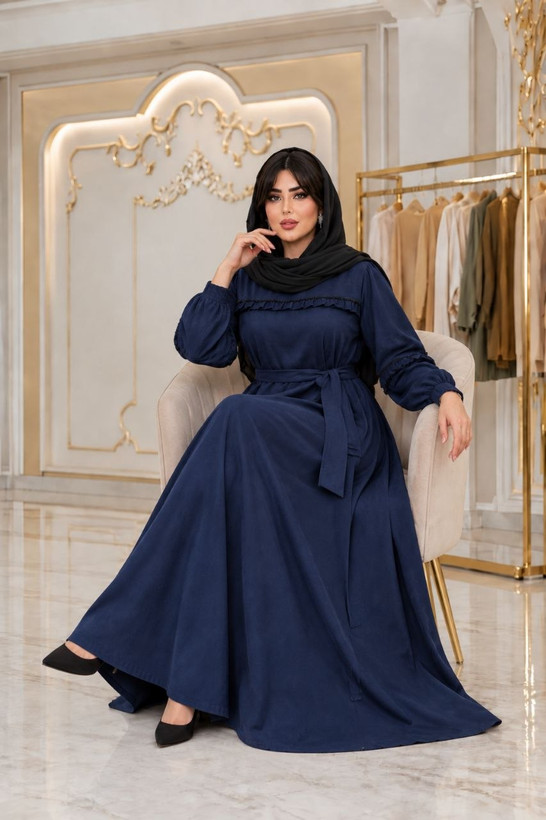 مانتو پیراهنی پاییزه بلند مخمل کبریتی ریز