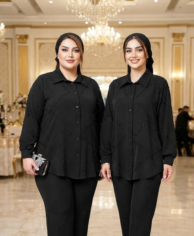 شومیز مجلسی مروارید دوزی چشمه