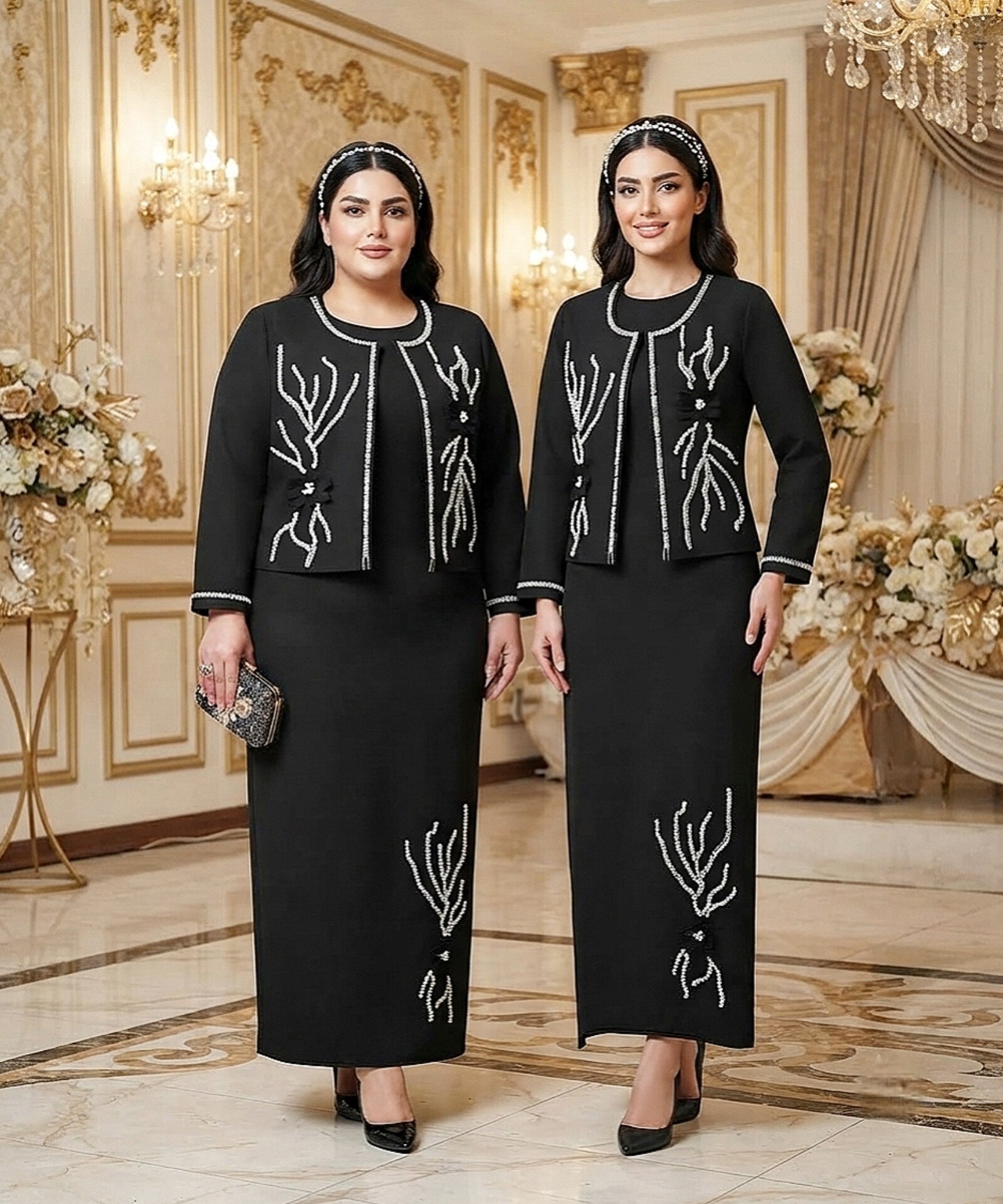 ست کت سارافون مازراتی مروارید دوزی ضربان
